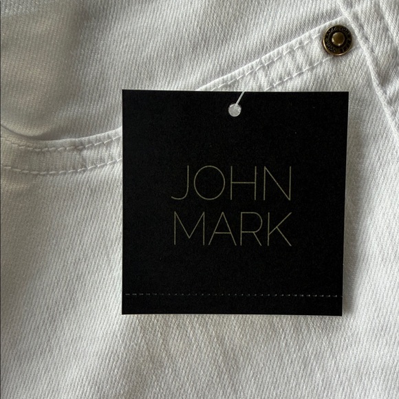 John Mark White Ankle Jeans with Multicolor Hem - Picture 8 of 8